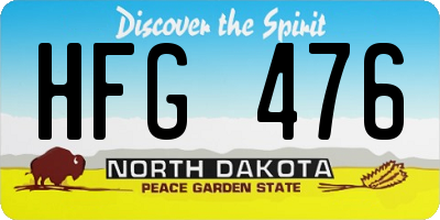 ND license plate HFG476