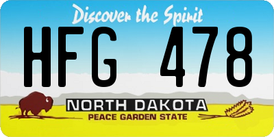 ND license plate HFG478