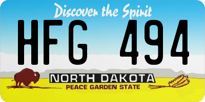 ND license plate HFG494
