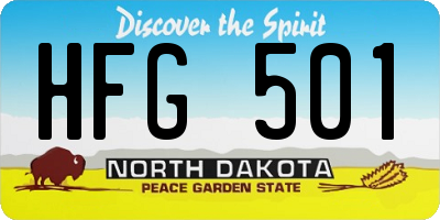 ND license plate HFG501
