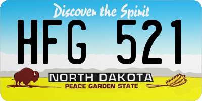 ND license plate HFG521