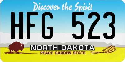 ND license plate HFG523