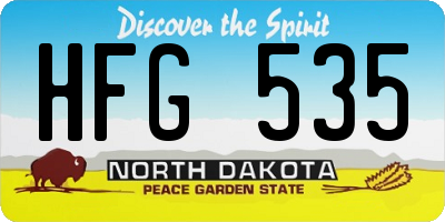 ND license plate HFG535