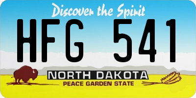 ND license plate HFG541