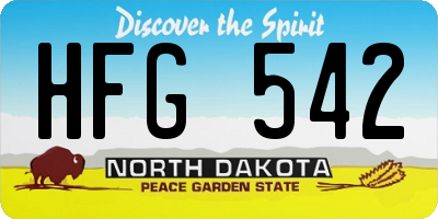 ND license plate HFG542