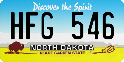 ND license plate HFG546