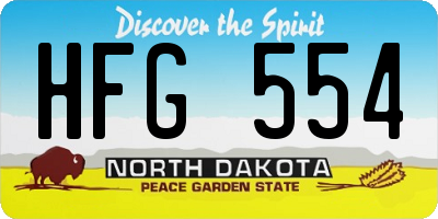 ND license plate HFG554