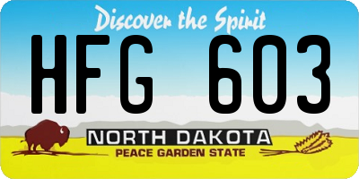ND license plate HFG603