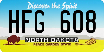 ND license plate HFG608