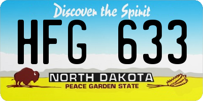 ND license plate HFG633