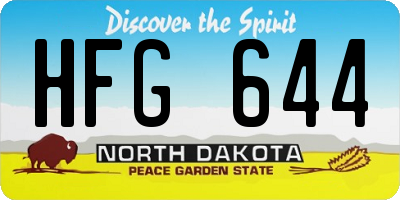 ND license plate HFG644
