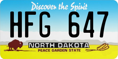 ND license plate HFG647
