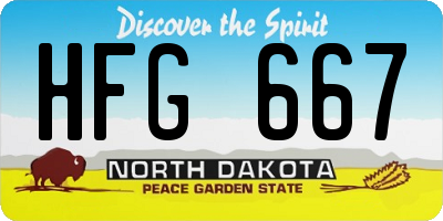 ND license plate HFG667