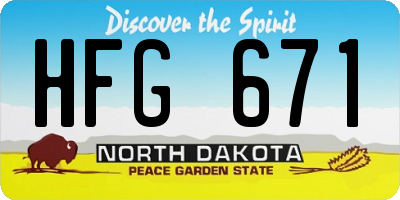ND license plate HFG671
