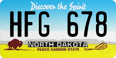ND license plate HFG678