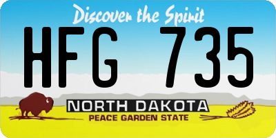 ND license plate HFG735