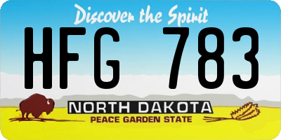 ND license plate HFG783