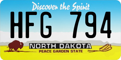ND license plate HFG794