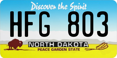 ND license plate HFG803