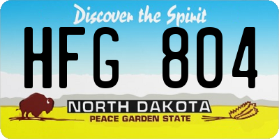 ND license plate HFG804