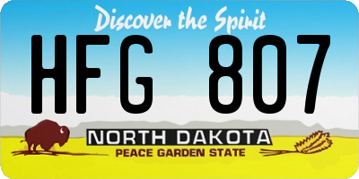 ND license plate HFG807