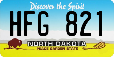 ND license plate HFG821
