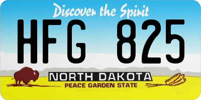 ND license plate HFG825