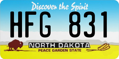 ND license plate HFG831