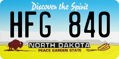 ND license plate HFG840