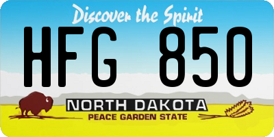ND license plate HFG850
