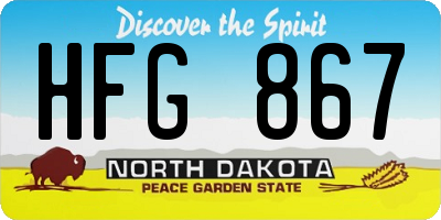 ND license plate HFG867