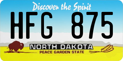 ND license plate HFG875