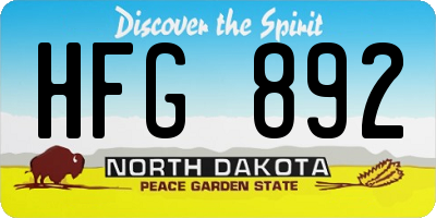 ND license plate HFG892