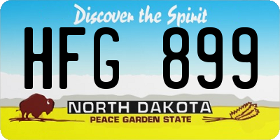 ND license plate HFG899
