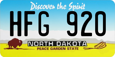 ND license plate HFG920