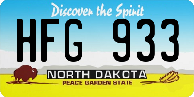 ND license plate HFG933