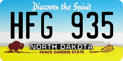 ND license plate HFG935