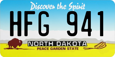 ND license plate HFG941