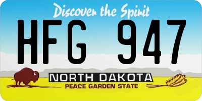 ND license plate HFG947