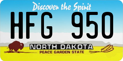 ND license plate HFG950