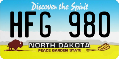 ND license plate HFG980