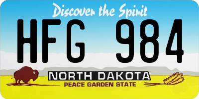 ND license plate HFG984