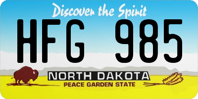 ND license plate HFG985