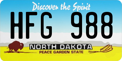 ND license plate HFG988