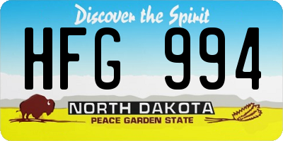 ND license plate HFG994