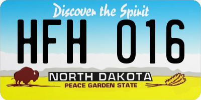 ND license plate HFH016