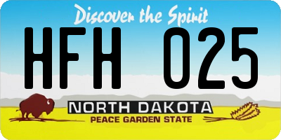 ND license plate HFH025