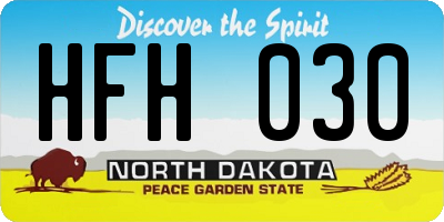 ND license plate HFH030