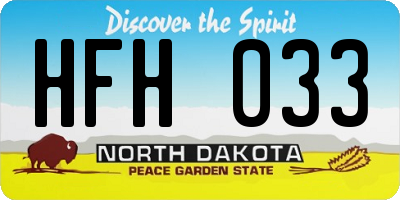 ND license plate HFH033