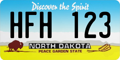 ND license plate HFH123